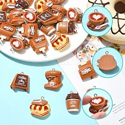 24 pendentif en résine opaque à 6 styles sur le thème du café&nbsp;RESI-YW0006-18