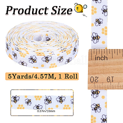 Rubans gros-grain imprimés abeilles en polyester&nbsp;SRIB-WH20020-018D