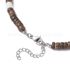 Colliers de perles heishi en coquillage blanc naturel et noix de coco pour femmes&nbsp;NJEW-JN05473-01