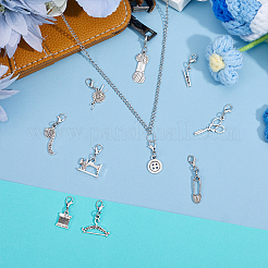 40 pz 10 stili di decorazioni pendenti in lega a tema cucito&nbsp;HJEW-GO00254