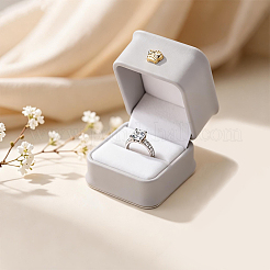 2 Stück quadratische Geschenkbox für Ringe aus PU-Leder&nbsp;LBOX-CL0001-06