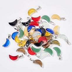 48 pendentif en verre peint par pulvérisation transparent et imitation jade&nbsp;GLAA-FH0001-39