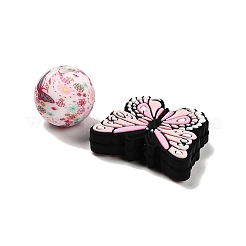 25 шт. бабочка и круглые силиконовые бусины-фокусы&nbsp;SIL-L005-02D