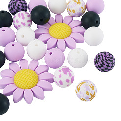 1 Set Sonnenblumen- und runde Silikon-Fokusperlen&nbsp;SIL-TA0003-25A