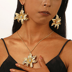 Комплекты из висячих серег и ожерелий из цветочного сплава со стразами для женщин&nbsp;FS-WG33D9D-05