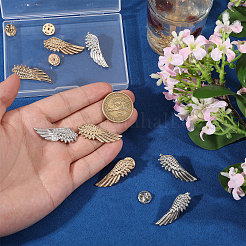 6 пара 2 стилей брошь в виде крыла из сплава для одежды рюкзака&nbsp;JEWB-CA0001-76