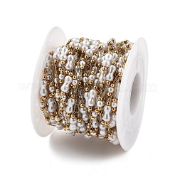 Цепочки из искусственного жемчуга ABS и бусин из нержавеющей стали 304&nbsp;CHS-K021-07G-03