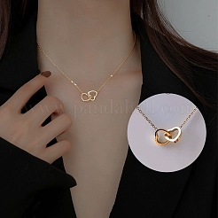 Colliers à pendentif double cœur entrelacé en acier inoxydable 304 pour femmes&nbsp;FS-WG0D883-01