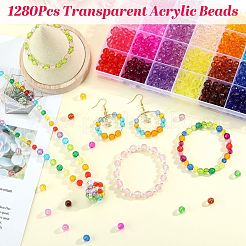 1280pcs 32 couleurs perles acryliques transparentes&nbsp;TACR-SZ0001-20B