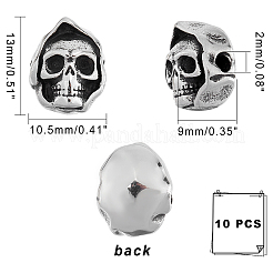 10 pièce de perles d'Halloween en acier inoxydable 304&nbsp;STAS-DC0008-83