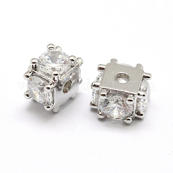 Латунные микро проложить класса AAA кубического циркония бусы KK-P126-02P-NR