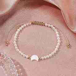 Bracelets de perles tressées en perles de coquillage&nbsp;BJEW-JB11479-01