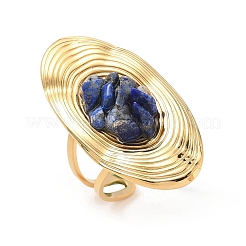 Бусины из натурального лазурита с манжетными кольцами из нержавеющей стали 304&nbsp;RJEW-Q017-01G-B