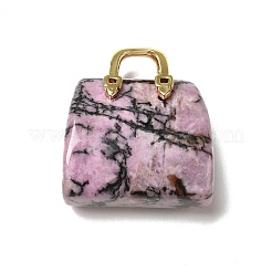 Подвески из латуни с натуральным родонитом&nbsp;KK-E274-01G-21