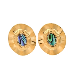 Серьги-гвоздики из натуральной ракушки пауа из нержавеющей стали 304&nbsp;EJEW-Z103-01G-01