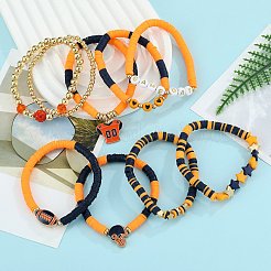 1 Set handgefertigte Polymer-Ton-Heishi-Perlen-Stretch-Armbänder&nbsp;BJEW-SZ0002-67A-01
