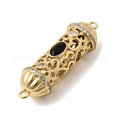 Breloques cylindriques en laiton pavé de zirconiums cubiques noirs et transparents&nbsp;KK-C255-25G