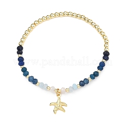 Pulseras de latón con dijes de estrella de mar&nbsp;BJEW-JB13637