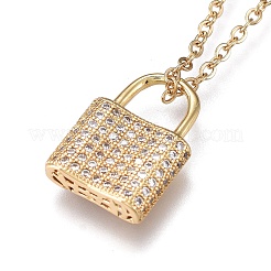 Colliers à pendentif en zircone cubique transparent micro pavé en laiton&nbsp;NJEW-R256-07