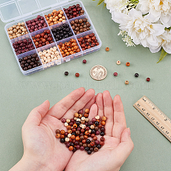 540 шт. 12-х цветные натуральные необработанные деревянные бусины&nbsp;WOOD-WR0001-16