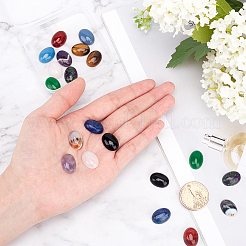 Ovale natürliche schwarze Achat-Cabochons (gefärbt und erhitzt)&nbsp;G-PH0001-29