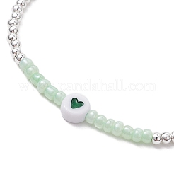 Bracelets tressés en perles rondes en laiton pour femmes&nbsp;BJEW-JB11718-02