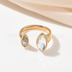 Offene Manschettenringe aus Edelstahl 304 mit klaren Zirkonia im Pavé-Stil für Damen&nbsp;RJEW-F207-03D-G