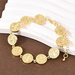 Плоская круглая цепочка со звеньями из латуни Святого Бенедикта для женщин&nbsp;BJEW-K248-06A-G