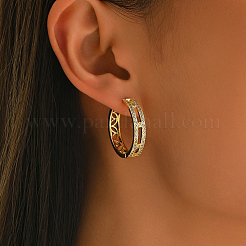 Полые латунные серьги-кольца с прозрачными кубическими циркониями&nbsp;OV8801