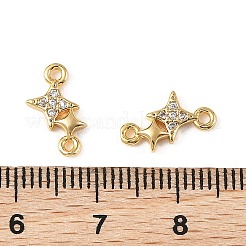 Messing-Mikropavé-Doppelstern-Verbinder-Anhänger mit klaren Zirkonia&nbsp;XGRQ2O832-454G