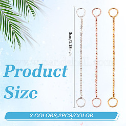 6 шт. 3 цвета стерлингового серебра с концами и цепочкой&nbsp;STER-ME0001-44