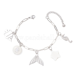 Braccialetti con ciondoli in acciaio inossidabile 304 a tema oceano&nbsp;BJEW-JB12218-03