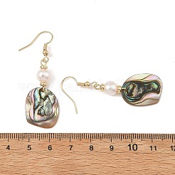 Orecchini pendenti con perle d'acqua dolce coltivate naturali e perline di conchiglia di abalone/paua.&nbsp;EJEW-JE07313-01
