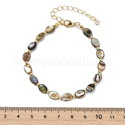 Armbänder aus natürlicher Paua-Muschel und Messingperlen für Damen&nbsp;BJEW-JB13708