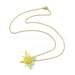 Collane con ciondolo a forma di stella con perline di vetro&nbsp;NJEW-MZ00088-04