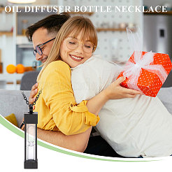 1 шт. стеклянные песочные часы прямоугольник памятная урна для праха питомца подвеска ожерелье&nbsp;NJEW-CA0001-27EB