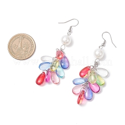 Серьги-кисточки с каплевидной формой из стекла и пластика&nbsp;EJEW-JE06818