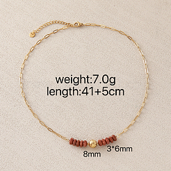 Collane e bracciali da donna con perline esagonali heishi in pietra dorata sintetica e catena a graffetta in acciaio inossidabile 304&nbsp;SG1071-3