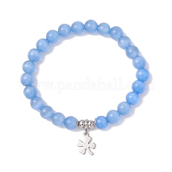 Braccialetti elastici con ciondoli a forma di occhio di gatto&nbsp;BJEW-JB12464-01