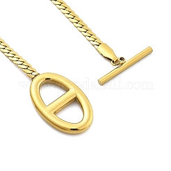 Ионное покрытие (ip) 304 нержавеющая сталь овальный свиной нос кулон ожерелья для женщин&nbsp;NJEW-U016-05G