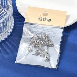 Фурнитура для сережек-гвоздиков из латуни с прозрачным кубическим цирконием&nbsp;XGR0102P-117P