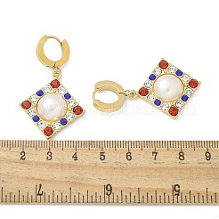 Серьги-кольца из нержавеющей стали 304 с ионным покрытием (IP) в форме ромба&nbsp;EJEW-A119-11G