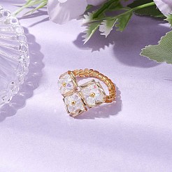 Anelli elastici con perline di vetro a forma di cuore per le donne&nbsp;RJEW-MZ00028-02