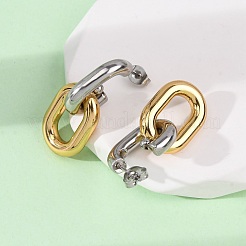Pendientes colgantes ovalados de dos tonos de acero inoxidable 304&nbsp;X-EJEW-L304-04GP