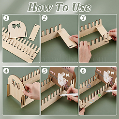 Полые деревянные подставки с бантом для держателя карт&nbsp;ODIS-WH0031-03