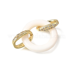 Nacre blanche naturelle et laiton sertis de micro-pavés de zircone cubique transparente&nbsp;KK-C262-05E-G
