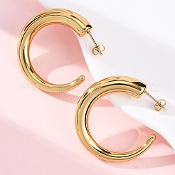 Pendientes de botón de acero inoxidable 304 en forma de C para mujer&nbsp;EJEW-A125-05G