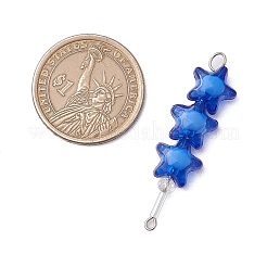 8 шт. 8-цветные акриловые и стеклянные подвески-звездочки с бусинами-соединителями&nbsp;PALLOY-JF03516