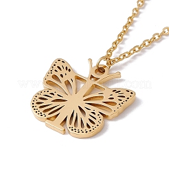 Lettre initiale avec collier pendentif papillon&nbsp;NJEW-C026-01G-T