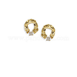 Boucles d'oreilles puces en acier inoxydable 304 et zircon cubique&nbsp;WG18948-01
